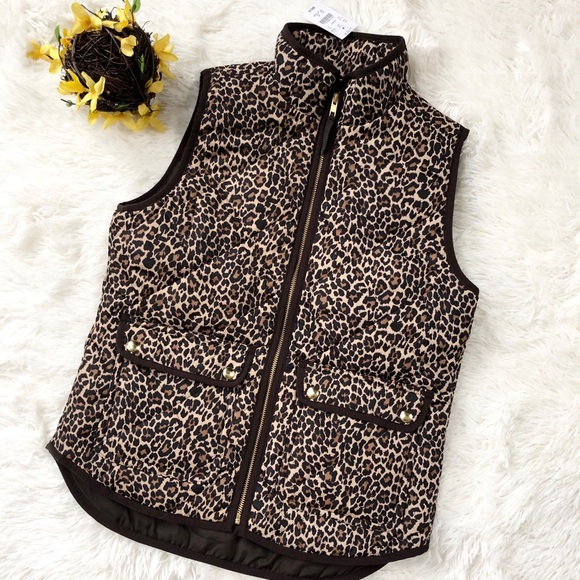 New with tags J CREW LEOPARD PRINT VEST 2 Pockets - Picture 1 of 8
